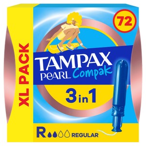 Tampax Pearl Compak 3 In 1 Regular Tampons Applicator XL Pack