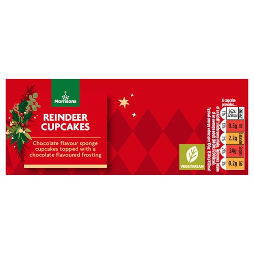 Morrisons Reindeer Flooded Cupcakes 2 Pack