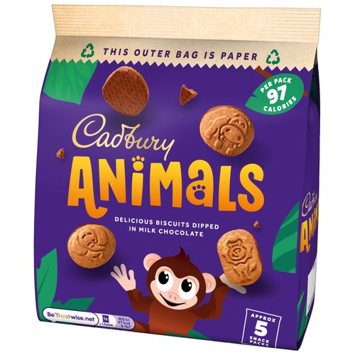 Cadbury Animals Mini Chocolate Biscuits 5 Pack Multipack