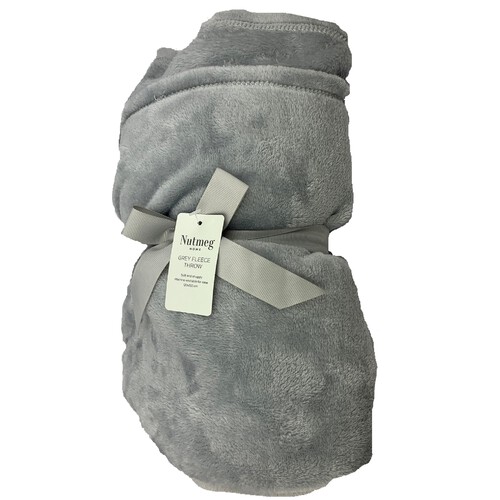 Nutmeg Home Grey Fleece Throw 150x120cm