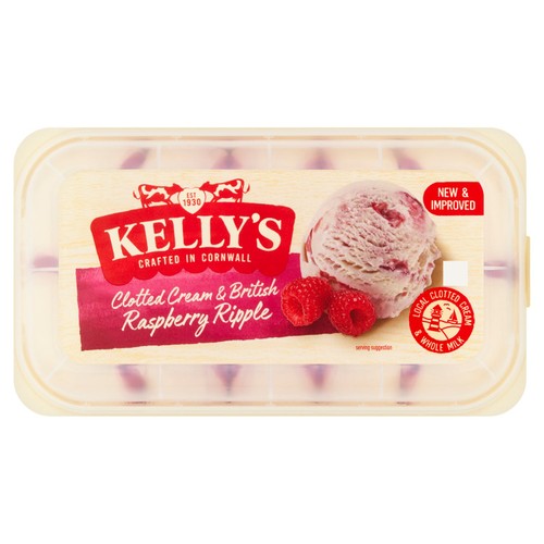 Kelly's Cornish Clotted Cream & British Raspberry Ripple Ice Cream 