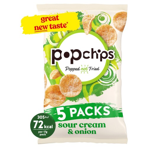 Popchips Sour Cream & Onion Multipack Crisps 5 Pack
