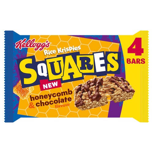 Kellogg's Rice Krispies Squares Honeycomb & Chocolate Cereal Bars 4x33g