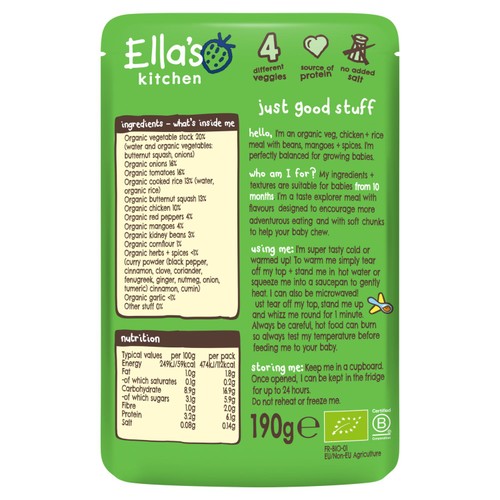Ella's Kitchen Organic Caribbean Chicken Baby Food Pouch 10+ Months 190g