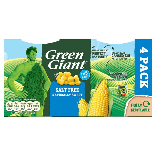 Green Giant Salt Free Sweetcorn (4x198g)