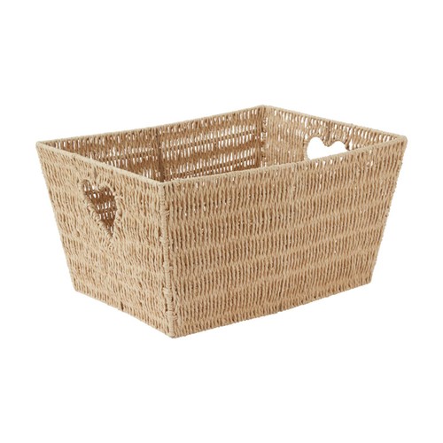 Home Style Heart Cut Out Wicker Basket Natural
