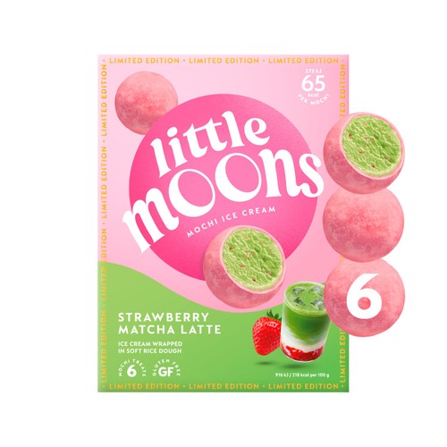 Little Moons Strawberry Matcha Latte Ice Cream 6  Pack