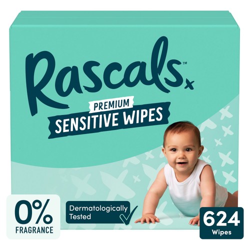 Rascals 52 Sensitive Biodegradable Wipes 