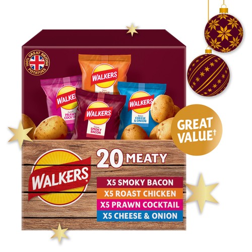 Walkers Meaty Variety Multipack Crisps Box 20 x 25g
