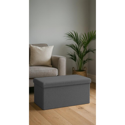 Keplin Folding Rectangular Teddy Storage Grey 76x38x38