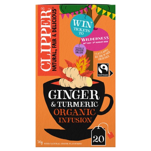 Clipper Organic And Fairtrade Ginger And Turneric 20 Tea Bags 36g