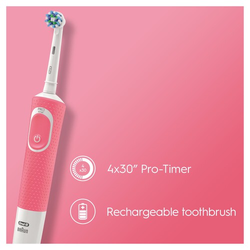 Oral-B Vitality Plus 3D White Pink Electric Toothbrush Powered by Braun