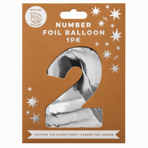 Mad Party Number. 2 Silver Foil Balloon