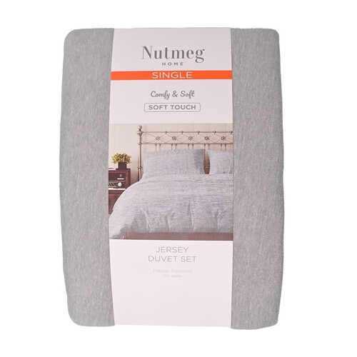 Nutmeg Home Grey Jersey Duvet Set Single