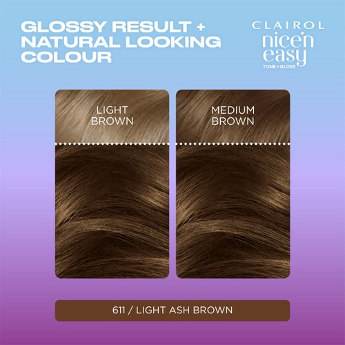Clairol Nice'N Easy Tone+Gloss Semi Permanent Hair Dye Light Ash Brown
