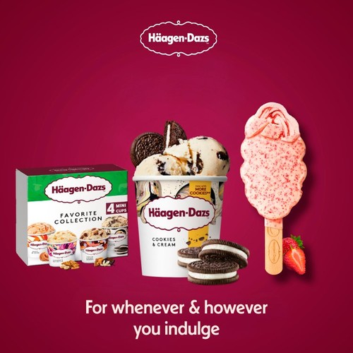 Haagen-Dazs Creamy Strawberry Ice Cream Sticks   3 x 80ml