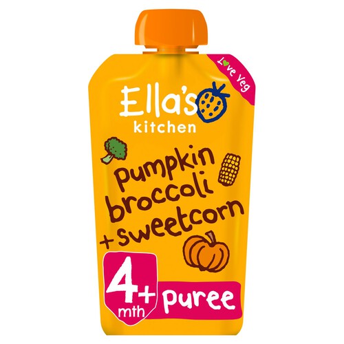 Ella's Kitchen Pumpkin, Broccoli and Sweetcorn Baby Food Pouch 4+ Months