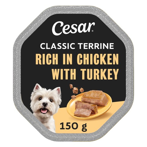 Cesar Classic Terrine Wet Dog Food Tray Chicken & Turkey in Loaf 150g