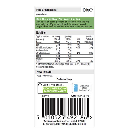 Morrisons Fine Green Beans 160g