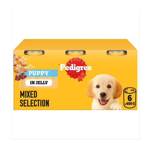 PEDIGREE Junior Puppy Wet Dog Food Mixed Selection in Jelly 6x400g Tin Can
