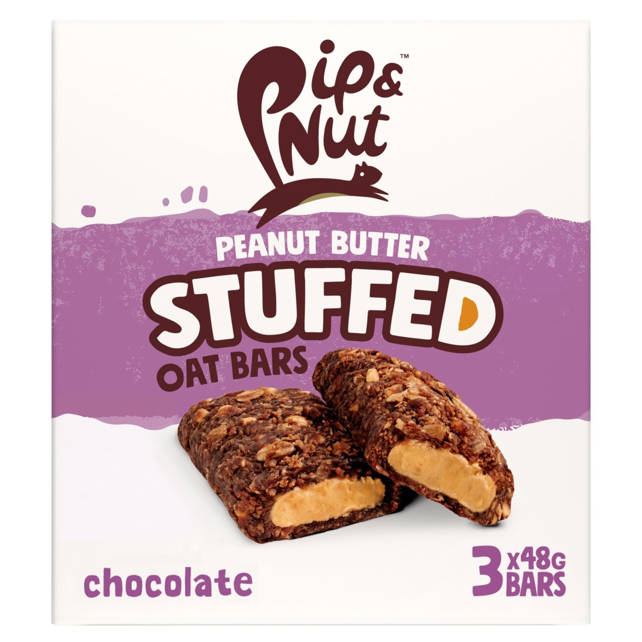 Pip & Nut Chocolate Peanut Butter Stuffed Oat Bars 3 x 48g
