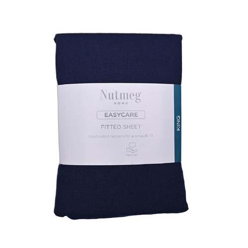 Nutmeg Home Easycare Navy Fitted Sheet King