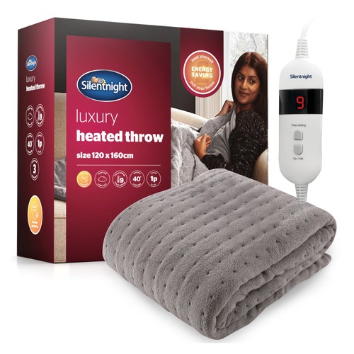 Silentnight Luxury Heated Throw Grey