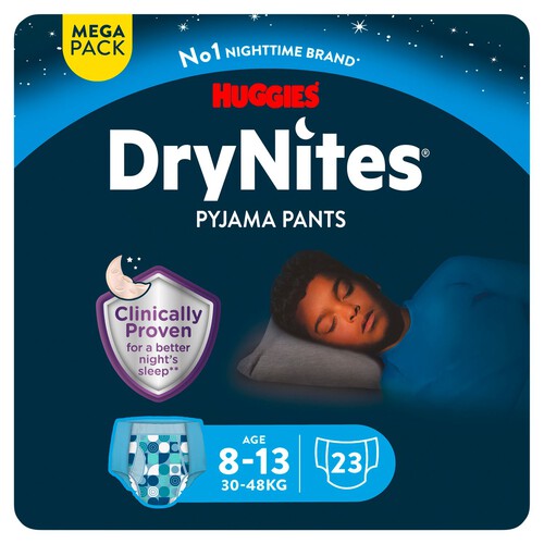 Huggies Drynites Pyjama Pants Age 8-13 Boy Mega 