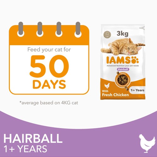 Iams Adult 1 Hairball Chicken 3kg