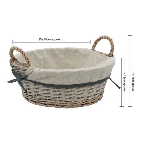 JVL Arianna Round Willow Storage Basket Antique Wash