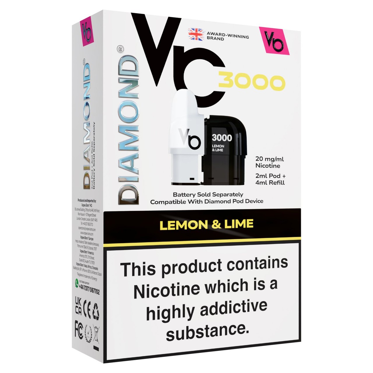 Vapes Bars Diamond 3K Pod Pack Lemon & Lime