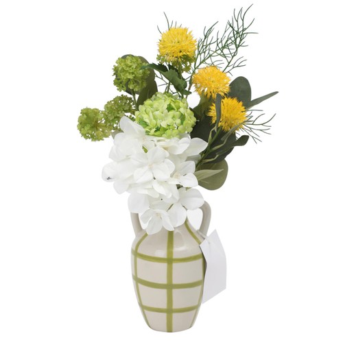 Nutmeg Home Double Handle Ceramic Vase Faux Floral