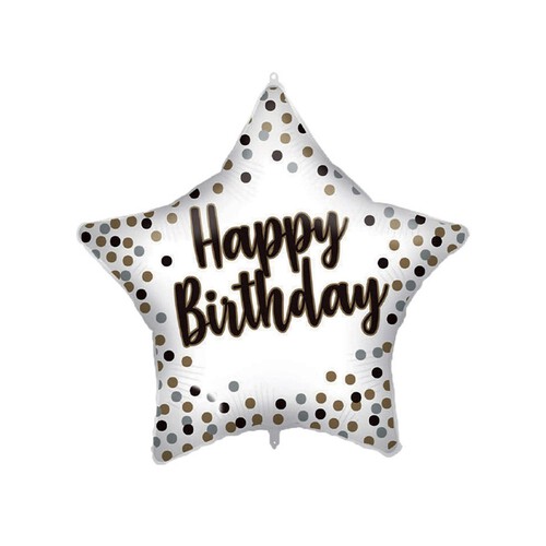 Decorata Standard Metallic Star Happy Birthday Foil Balloon