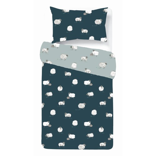 Nutmeg Brushed Cotton Counting Sheep Duvet Set Single