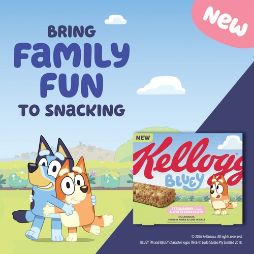 Kellogg's Bluey Strawberry & White Chocolate Cereal Bars 4 x 25g