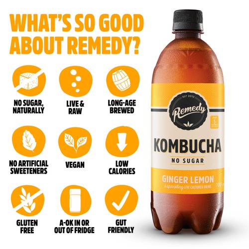 Remedy Ginger Lemon Kombucha 1L