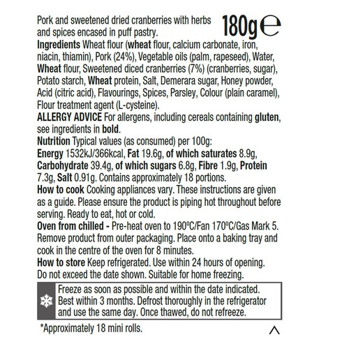 Morrisons 18 Mini Pork & Cranberry Sausage Rolls 