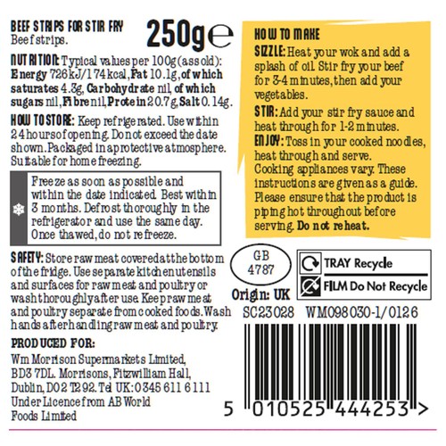 Blue Dragon British Beef Strips For Stir Fry 250g