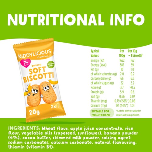 Kiddylicious Banana Soft Biscotti Baby Snacks