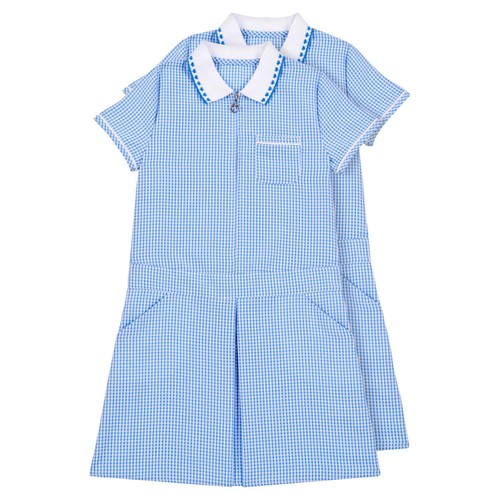 Nutmeg Girls Blue Sporty Gingham Dress 6-7 Years 2PK