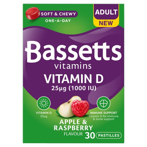 Bassetts Adult Vitamin D Apple & Raspberry 30s