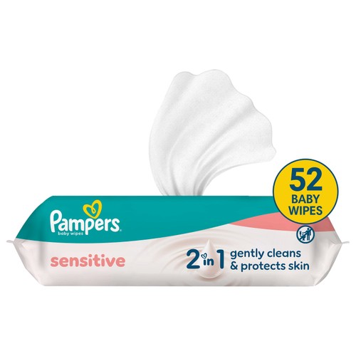 Pampers Sensitive Baby Wipes Plastic Free 52Pk