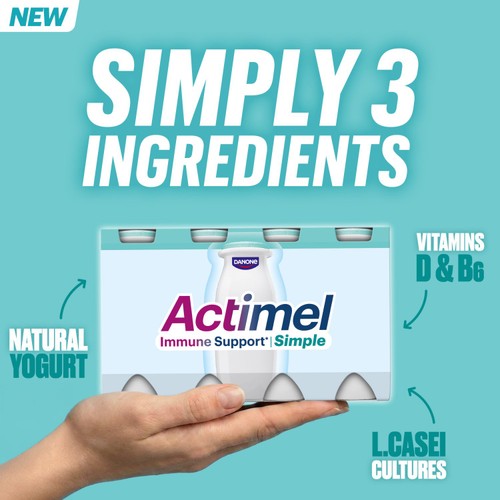 Actimel Simple Immune Support Natural Yoghurt Drink  8 x 100g