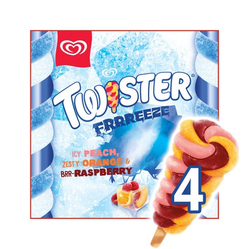 Twister Frrreeze Peach, Orange & Raspberry Ice Lollies 4 x 70 ml
