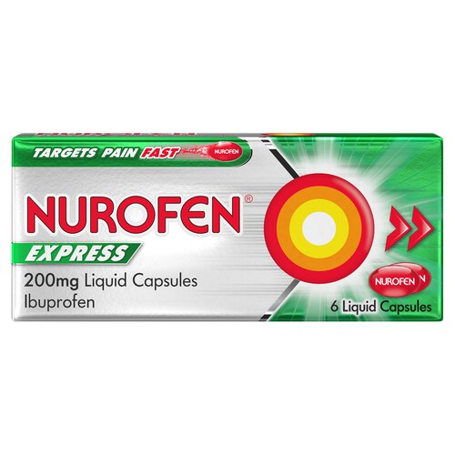 Nurofen Express Pain Relief 200mg Liquid Capsules Ibuprofen