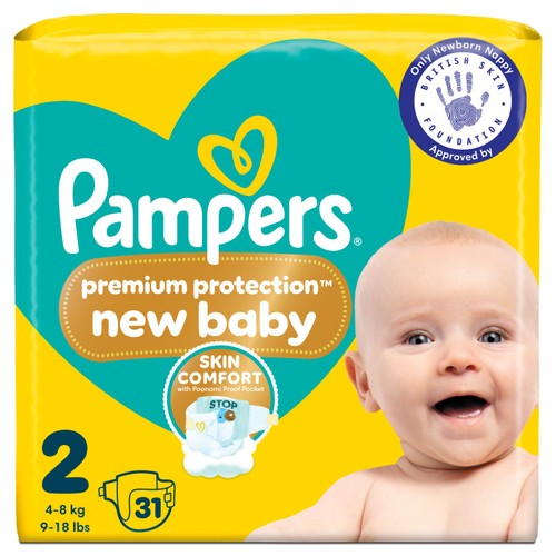 Pampers Premium Protection New Baby Size 2, 31 Nappies Carry Pack