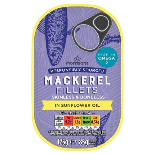 Morrisons Mackerel Fillets in Sunflower Oil  (125g)