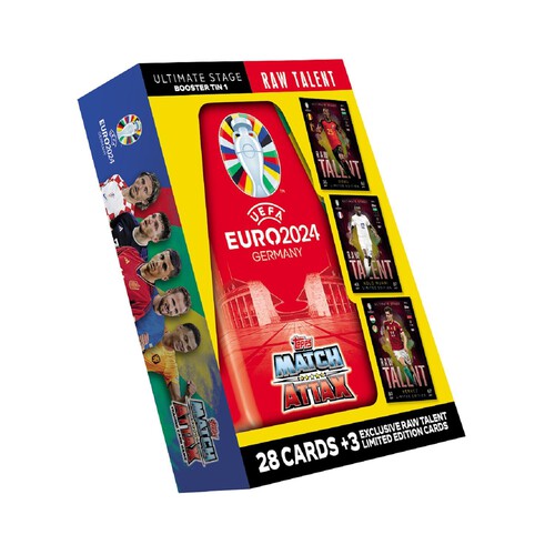 Official Euro Match Attax 2024 Booster Tin Football Cards 