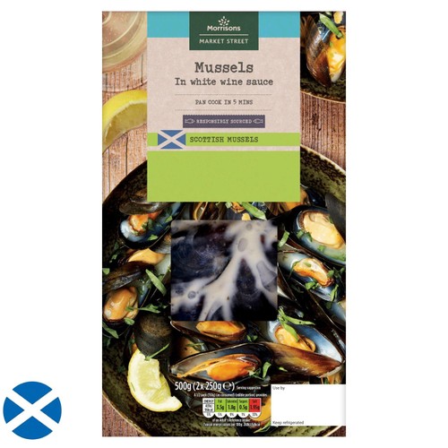 Morrisons Scottish Cooked Mussels In White Wine Sauce 500g