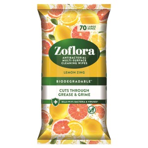 70 Large Lemon Zing Antibacterial Multi-Surface Cleaning Wipes